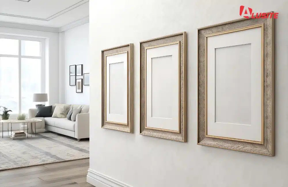 กรอบรูปและกระจกเงาขอบสีทอง