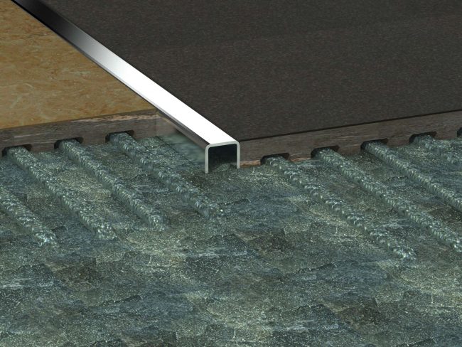 Stainless Steel Listello with V-Cut Alusite S-LAV series