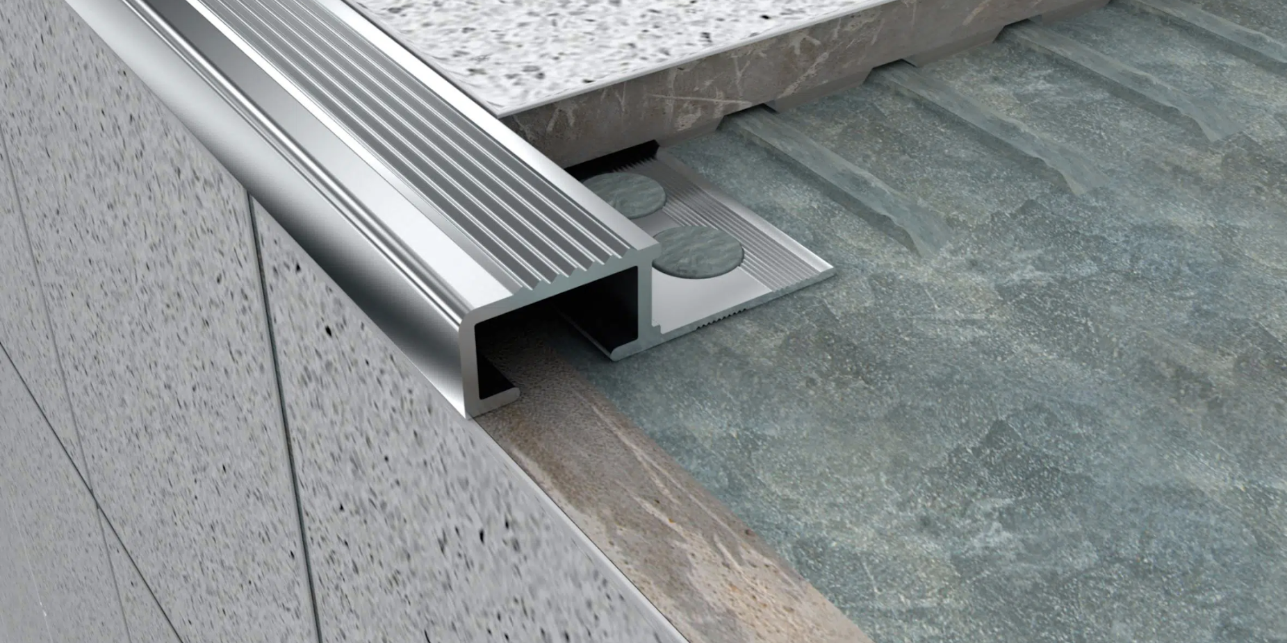 จมูกบันไดอลูมิเนียม เกรด 6063 T5 จมูกบันไดอลูมิเนียม Alusite